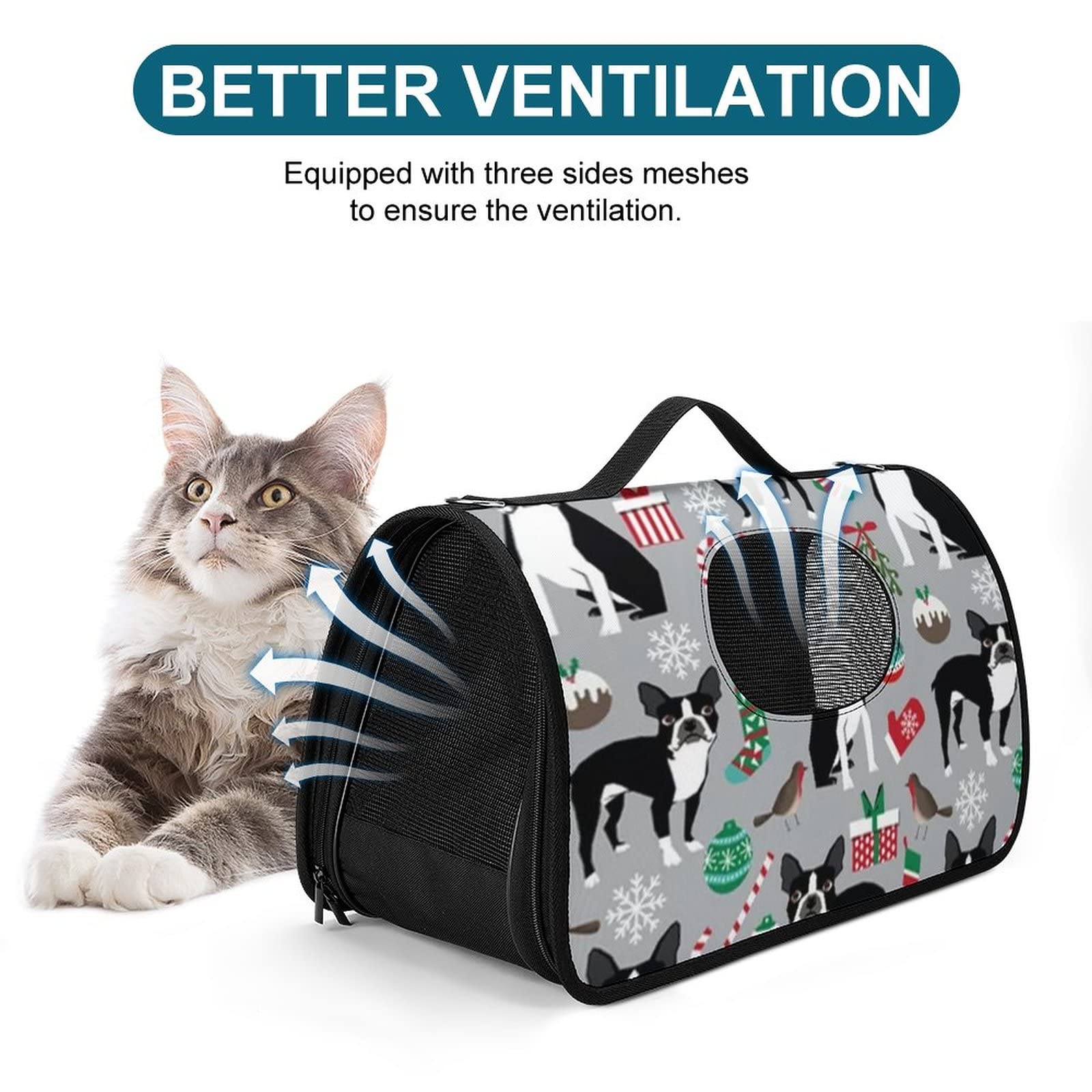 Amazon.co.jp: ペットバッグ ボストンテリア 犬柄 ペットキャリー